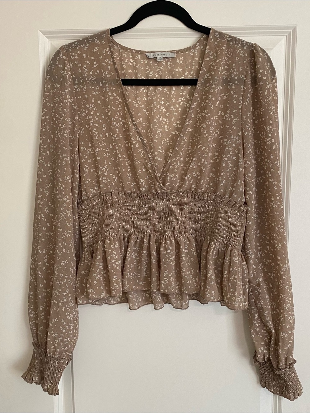 Love Tree Tan Floral Blouse